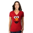 thumbnail image 1 of Sesame Street Elmo Face V-Neck Junior Women's T-Shirt, 1 of 1