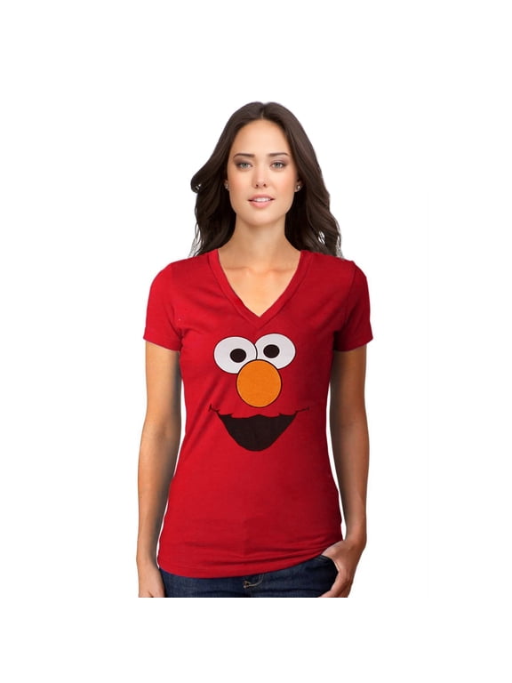 Elmo Face V-Neck Junior Women's T-Shirt