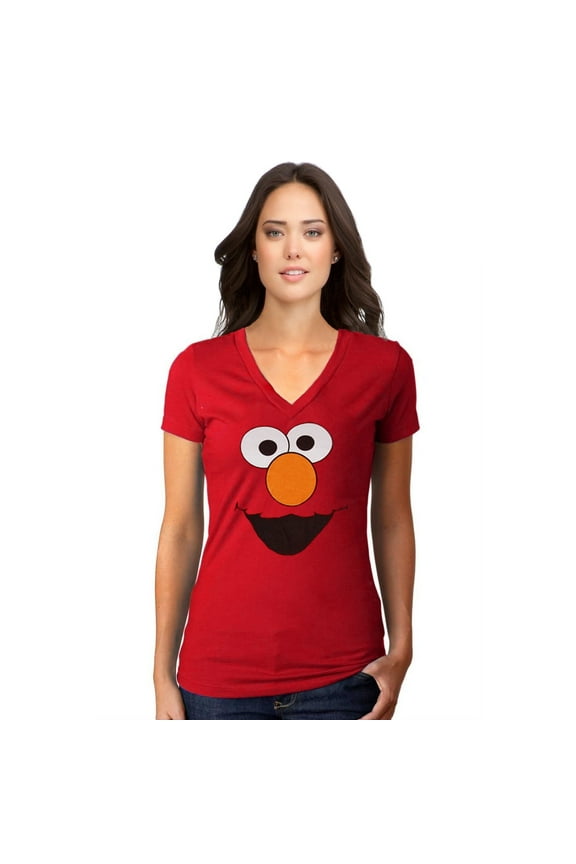 Elmo Face V-Neck Junior Women's T-Shirt