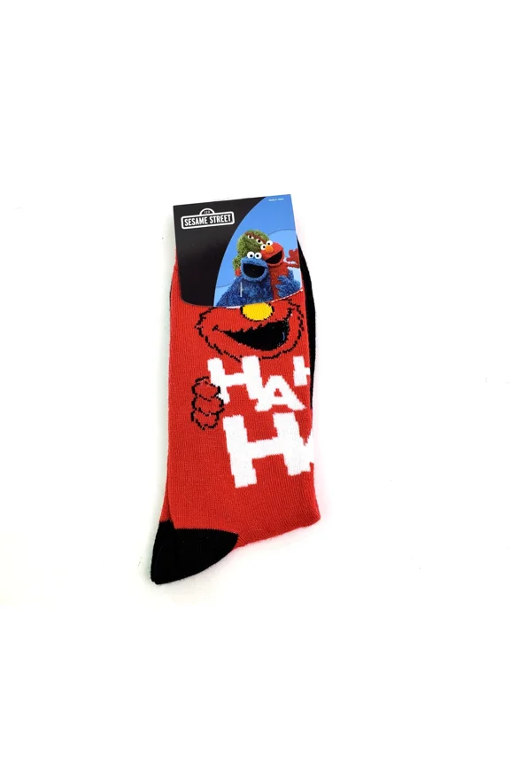 Sesame Street Elmo Ha Ha! Novelty Crew Cut Socks Size 8-12