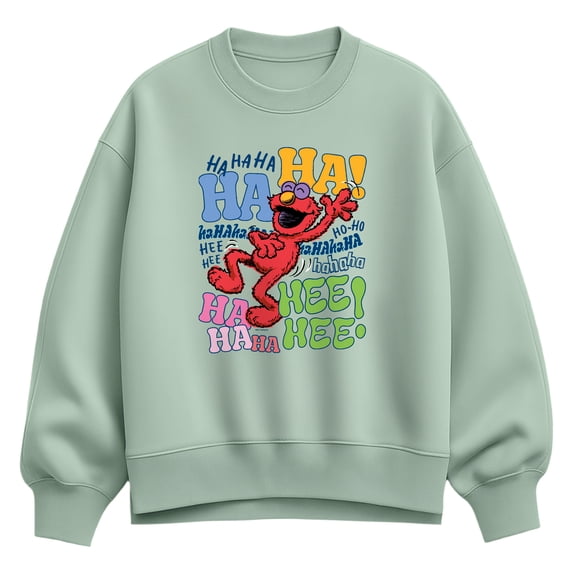 Sesame Street - Elmo Haha - Women's Oversized Fleece Crew Sweatshirt