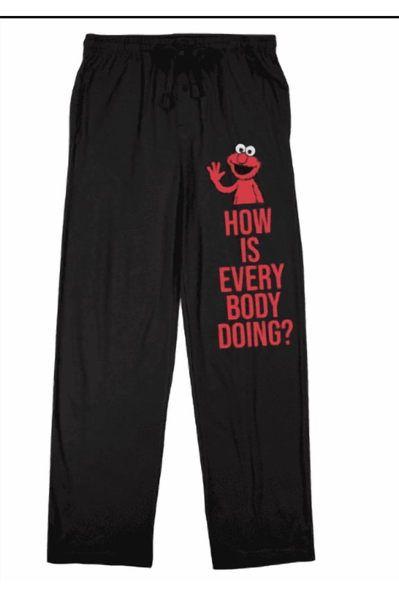 Sesame Street Elmo How Is Everybody Doing Adult Black Sleep Pajama Pants-XXL
