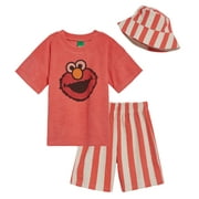 Sesame Street Elmo Infant Baby Boys T-Shirt Shorts and Hat 3 Piece Outfit Set Infant to Toddler