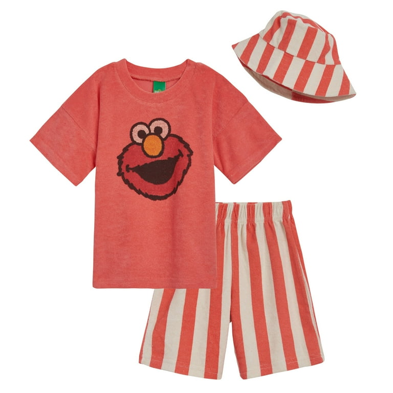 Sesame Street Elmo Infant Baby Boys T-Shirt Shorts and Hat Piece