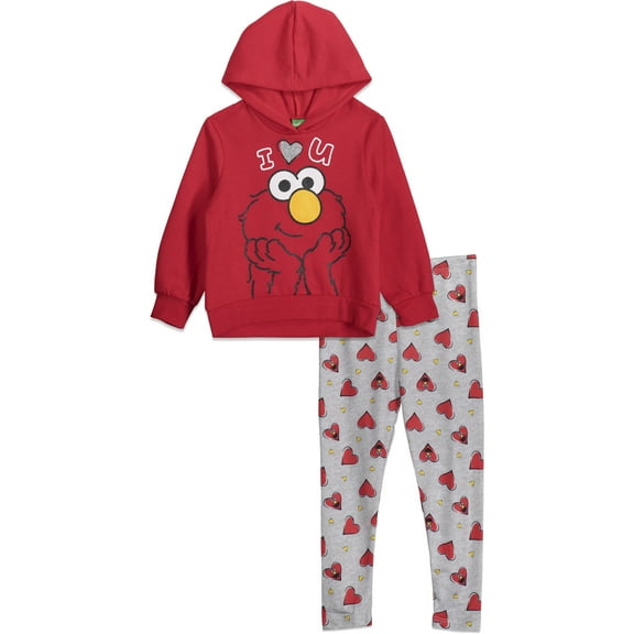 Sesame Street Elmo Infant Baby Girls Fleece Hoodie and Leggings Outfit Set Infant to Toddler
