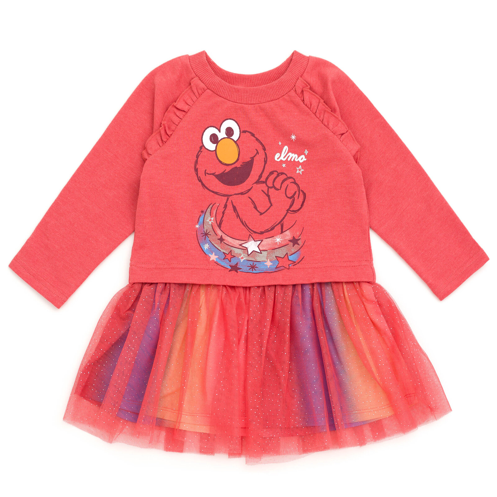 Sesame Street Elmo Infant Baby Girls French Terry Dress Red 12 Months