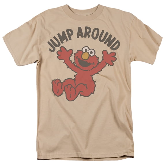 Sesame Street Elmo Jump Around Unisex Adult T Shirt, Sand, Medium