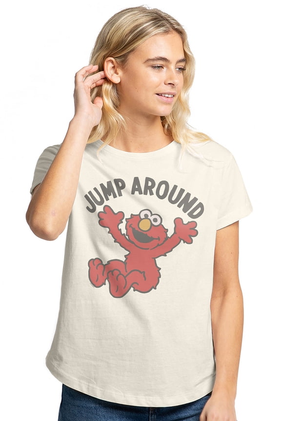Elmo Jump Around Women's Graphic T-Shirt Rolled Sleeve Tee