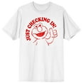 thumbnail image 1 of Sesame Street Elmo Just Checking In Puff Print Crew Neck Short Sleeve Men's White T-shirt-3XL, 1 of 4