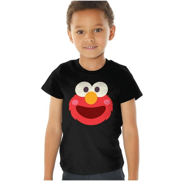 Sesame Street Elmo Kawaii Face Kids T Shirt (4) for Toddler Boys and Girls, Black