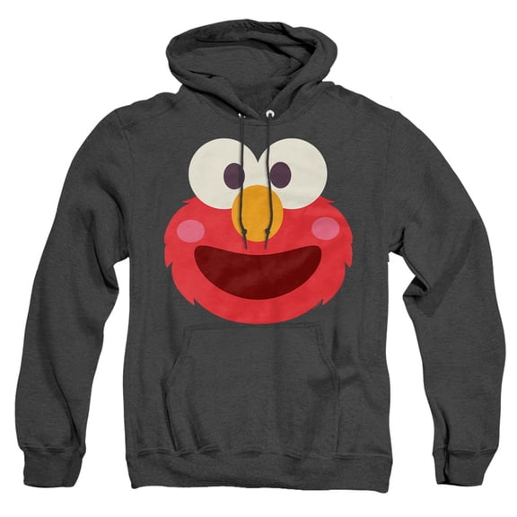 Sesame Street Elmo Kawaii Face Unisex Adult Pull-Over Heather Hoodie, Black Heather, Small