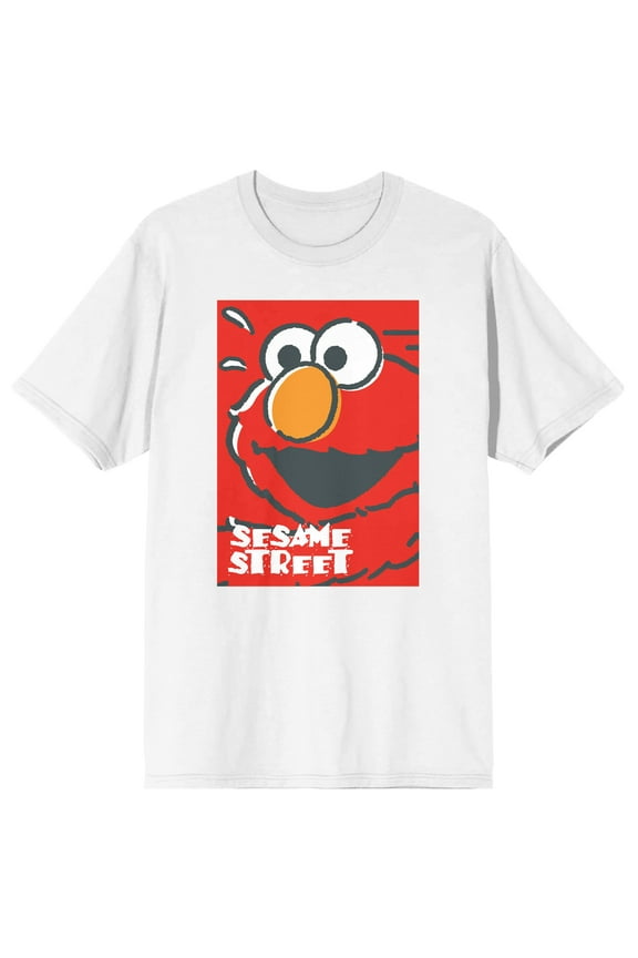 Sesame Street Elmo Laughing Men's White Graphic T-Shirt - 5XL