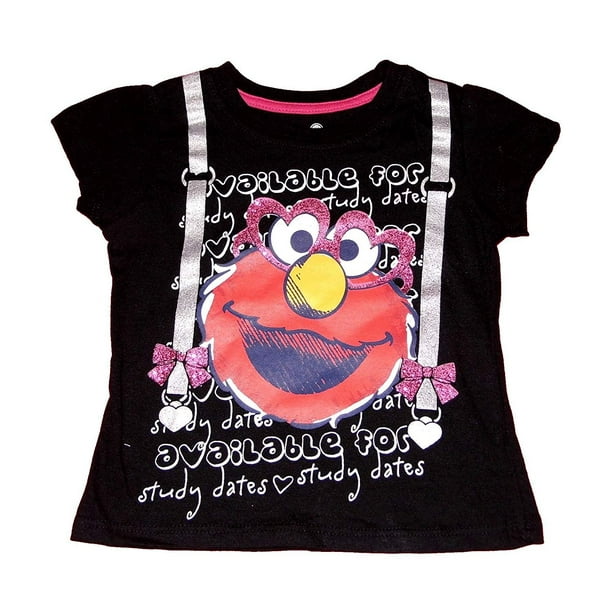 Sesame Street Elmo Little Girls' Toddler Short Sleeve Tee Shirt Black 4T