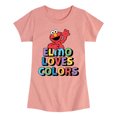 thumbnail image 1 of Sesame Street - Elmo Loves Colors - Girls Fitted Short Sleeve Graphic T-Shirt, 1 of 4