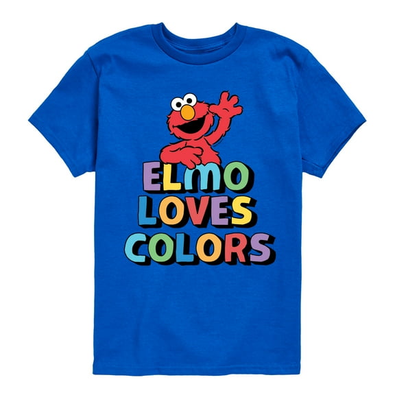 Sesame Street - Elmo Loves Colors - Toddler and Youth Short Sleeve Graphic T-Shirt