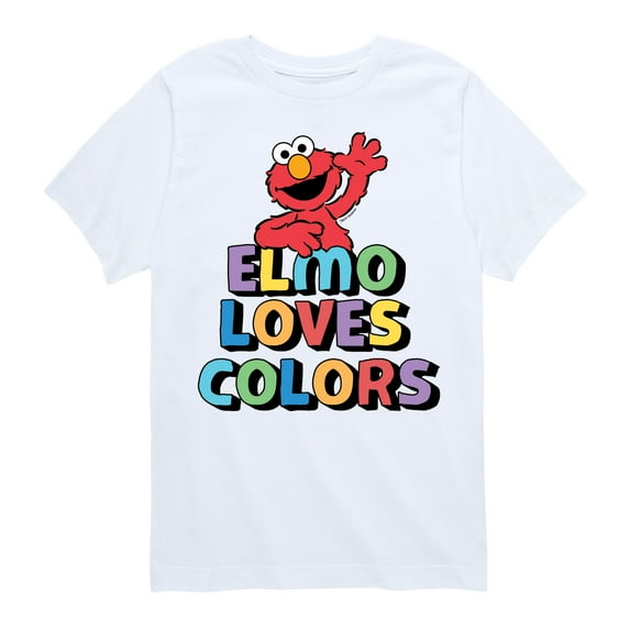Sesame Street - Elmo Loves Colors - Toddler and Youth Short Sleeve Graphic T-Shirt