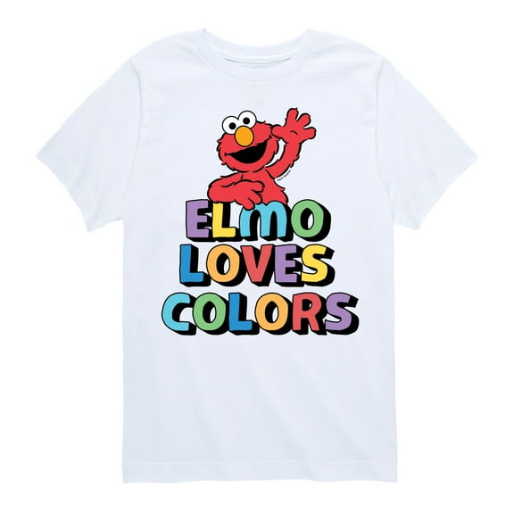 Sesame Street - Elmo Loves Colors - Toddler and Youth Short Sleeve Graphic T-Shirt