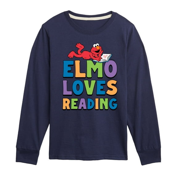 Sesame Street - Elmo Loves Reading - Toddler and Youth Long Sleeve T-Shirt