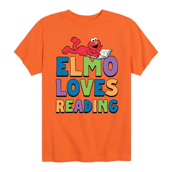 Sesame Street - Elmo Loves Reading - Toddler and Youth Short Sleeve Graphic T-Shirt