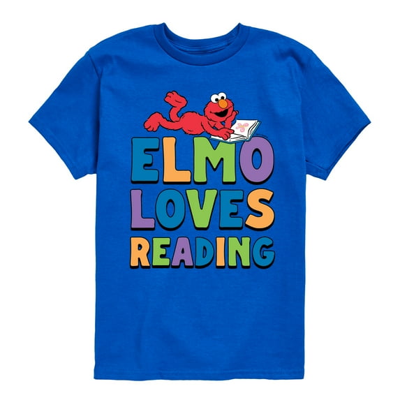 Sesame Street - Elmo Loves Reading - Toddler and Youth Short Sleeve Graphic T-Shirt