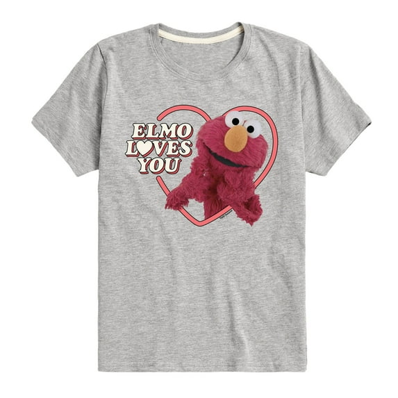 Sesame Street - Elmo Loves You Heart - Toddler and Youth Short Sleeve Graphic T-Shirt