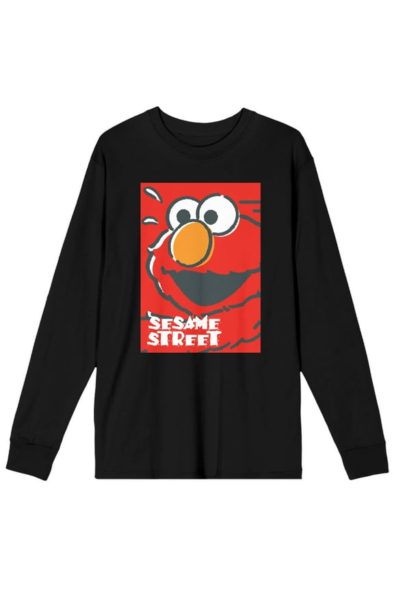 Sesame Street Elmo Men's Black Long Sleeve Shirt-XS