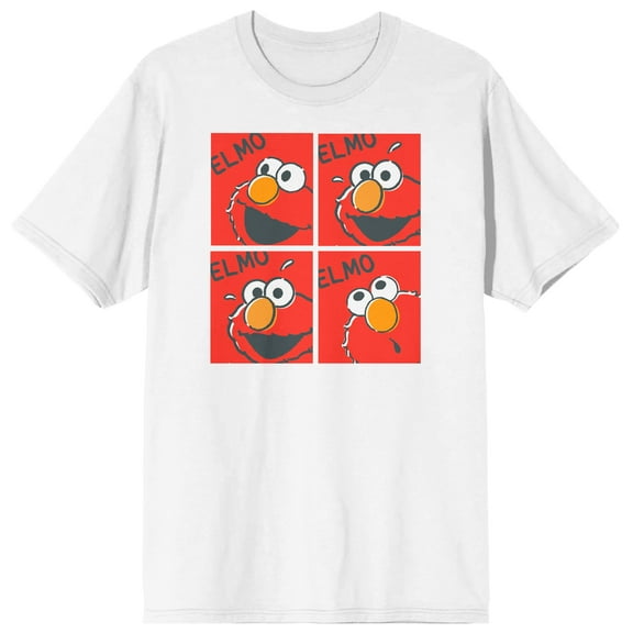 Sesame Street Elmo On 4 Orange Squares Men's White T-shirt - 4XLB