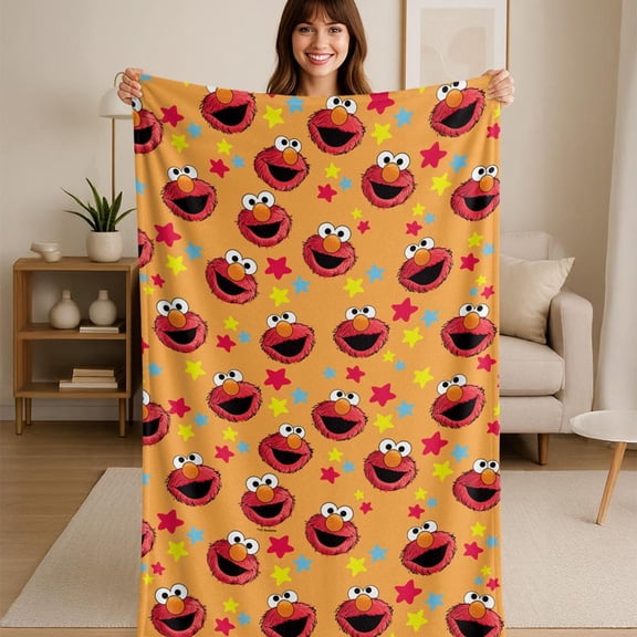 Sesame Street Elmo Pattern Flannel Blanket 36x58 Inches