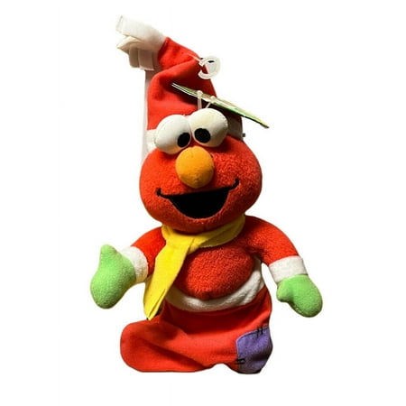 Sesame Street Elmo Plush Holiday Mini Stocking 7” Winter Santa Stuffed New