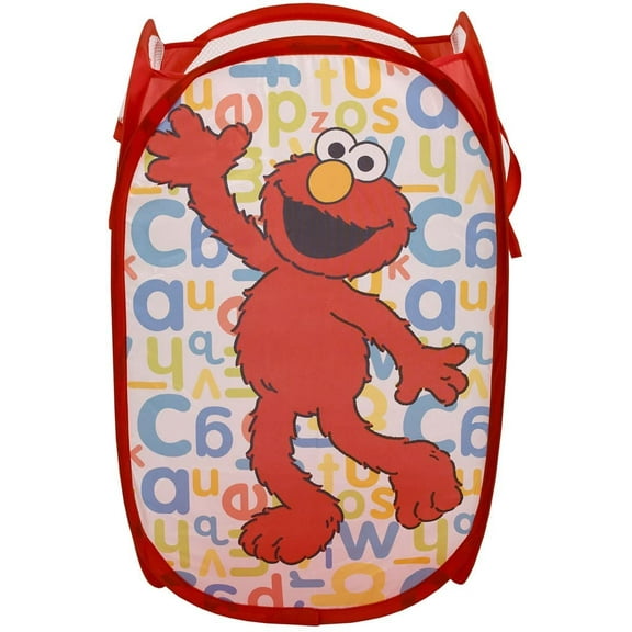 Sesame Street Elmo Pop Up Hamper - Mesh Laundry Basket/Bag with Durable Handles