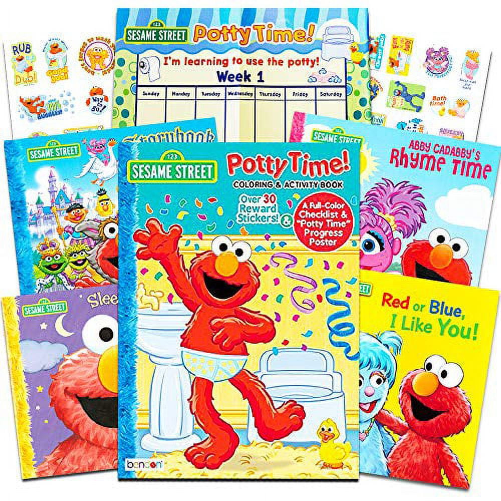 Sesame Street Elmo Potty Training Book Super Set For Toddlers Includes Progress Chart, Poster