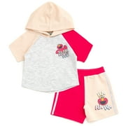 Sesame Street Elmo Pullover Hoodie and French Terry Shorts Newborn to Little Kid
