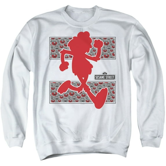 Sesame Street Elmo Runs Adult Crewneck Sweatshirt White