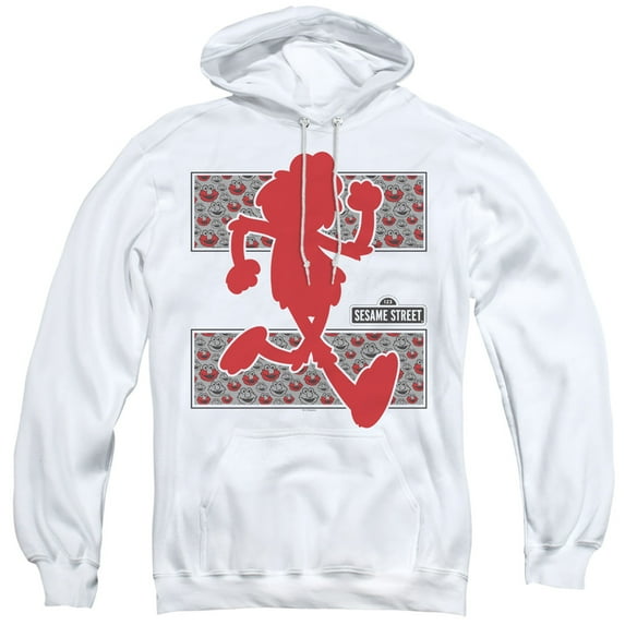 Sesame Street Elmo Runs Adult Pullover Hoodie Sweatshirt White