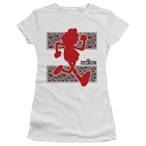 Sesame Street Elmo Runs S/S Junior Women's T-Shirt Sheer White