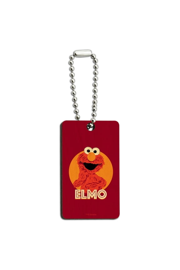 Sesame Street Elmo Scribble Wood Wooden Rectangle Keychain Key Ring