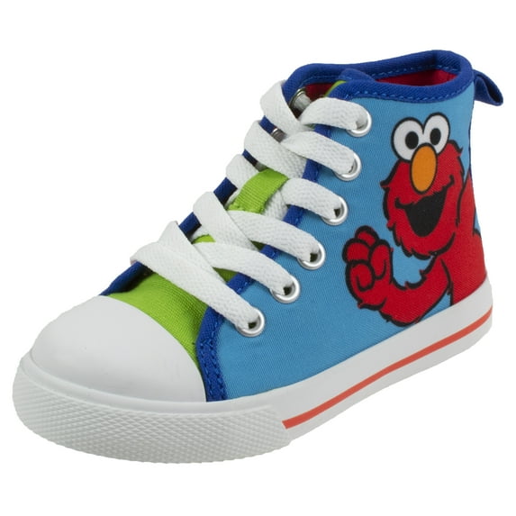 Sesame Street Elmo Shoes, Hi Top Sneaker with Laces, Blue Green, Toddler Size 7