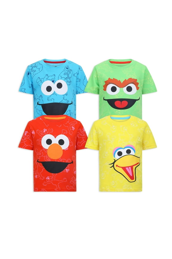Elmo Short Sleeve T-Shirt (Boys), 4 Pack, Sizes 2T-7