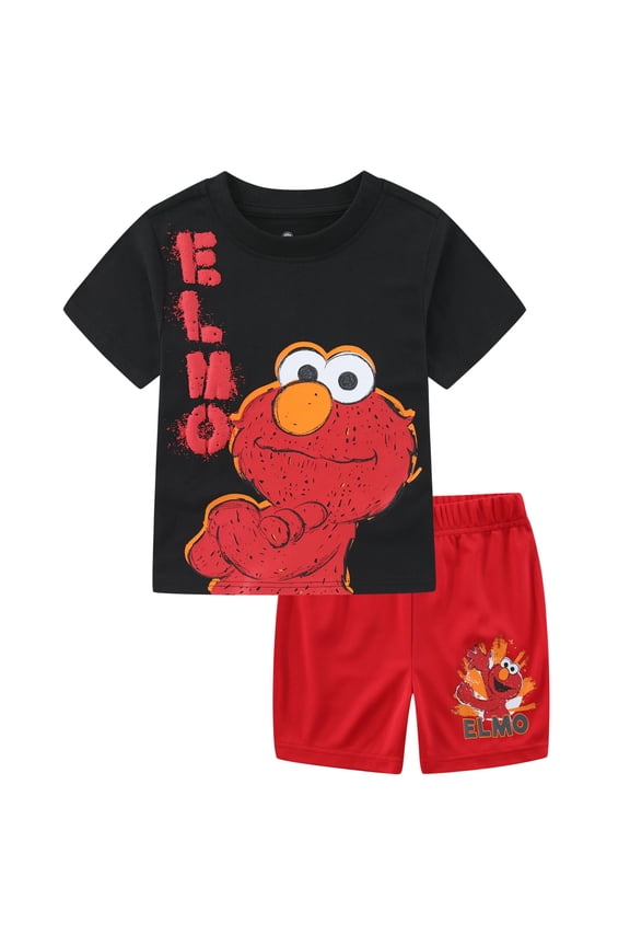 Elmo Short Sleeve T-Shirt and Mesh Shorts Set (Baby Boys), 2 Piece Set, Sizes 18M-4T