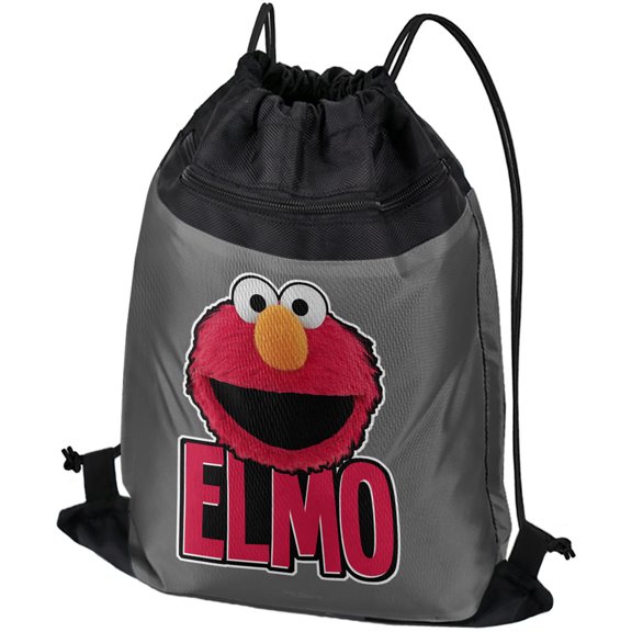 Sesame Street Elmo Smile Drawstring Backpack Sports Bag Sackpack 17" x 13", Perfect for Gym, Yoga or Practice