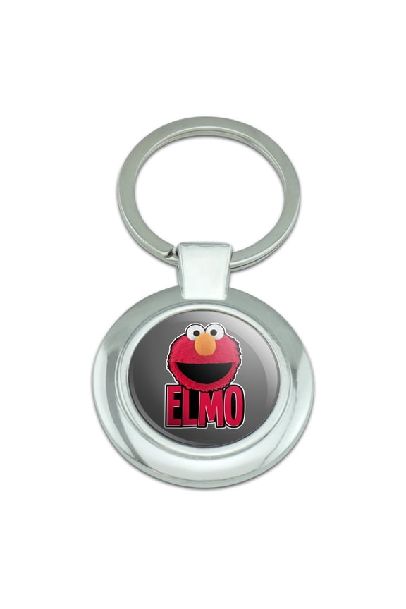 Sesame Street Elmo Smile Keychain Classy Round Chrome Plated Metal