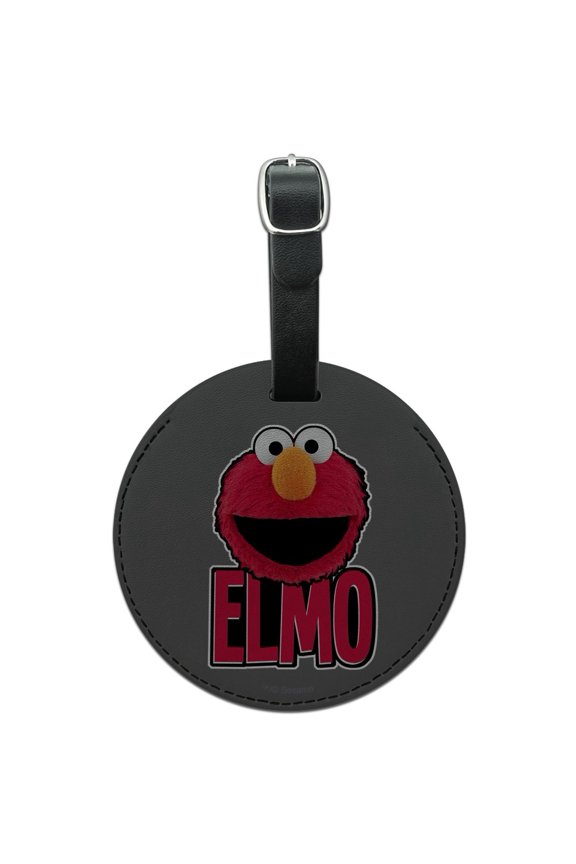 Sesame Street Elmo Smile Round Leather Luggage Card Suitcase Carry-On ID Tag