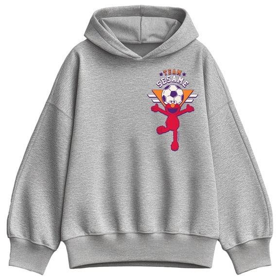 Sesame Street - Elmo Soccer Ball  - Ladies Oversized Fleece Hoodie Sweatshirt