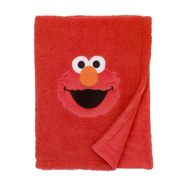 Sesame Street Elmo, Soft Plush Sherpa Toddler Blanket with Applique