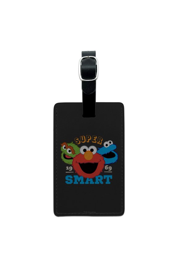 Sesame Street Elmo Super Smart Rectangle Leather Luggage Card Carry-On ID Tag