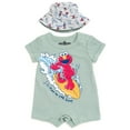 thumbnail image 1 of Sesame Street Elmo Surfboard Romper and Bucket Sun Hat Newborn to Infant, 1 of 5
