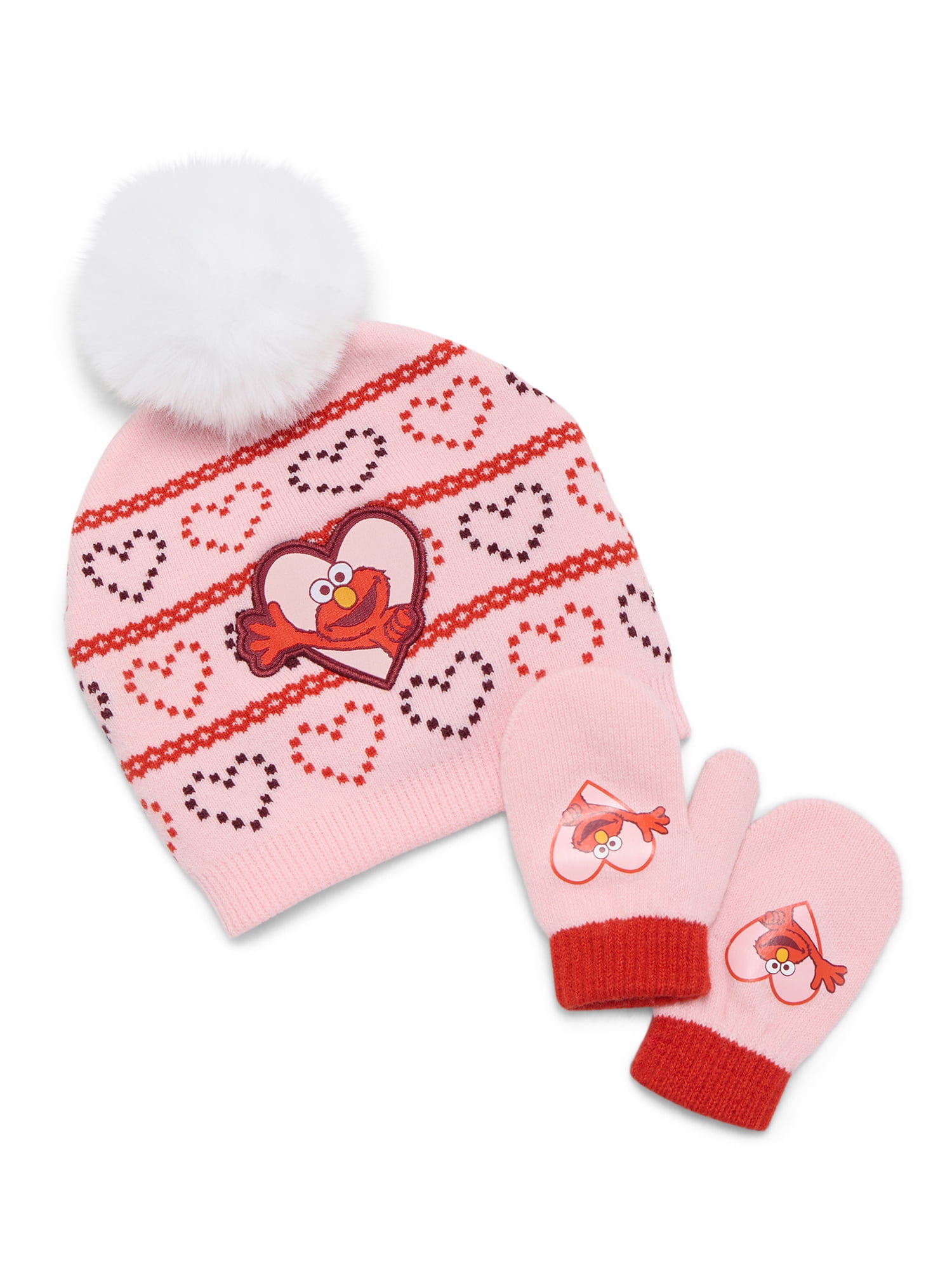Sesame Street Elmo Toddler Beanie Hat and Mitten Gloves Set, 2-Piece