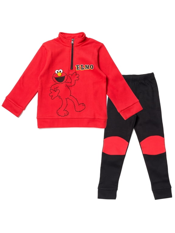 Elmo Toddler Boys Fleece Half Zip Sweatshirt and Pants Set Infant to Toddler