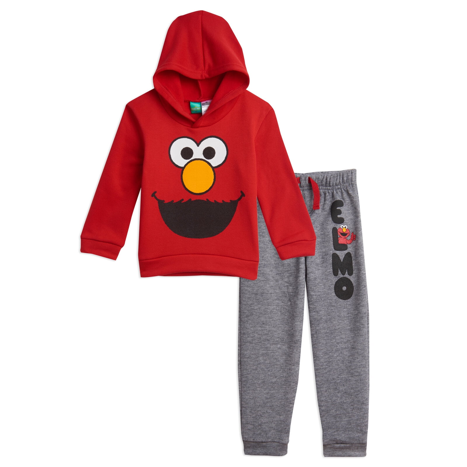 Sesame Street Elmo Toddler Boys Hoodie and Pants Apparel Set, Sweatshirt Clothes Suit, Red/Gray ...