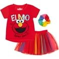 thumbnail image 1 of Sesame Street Elmo Toddler Girls T-Shirt Tulle Skirt and Scrunchie 3 Piece Outfit Set Infant to Little Kid, 1 of 5